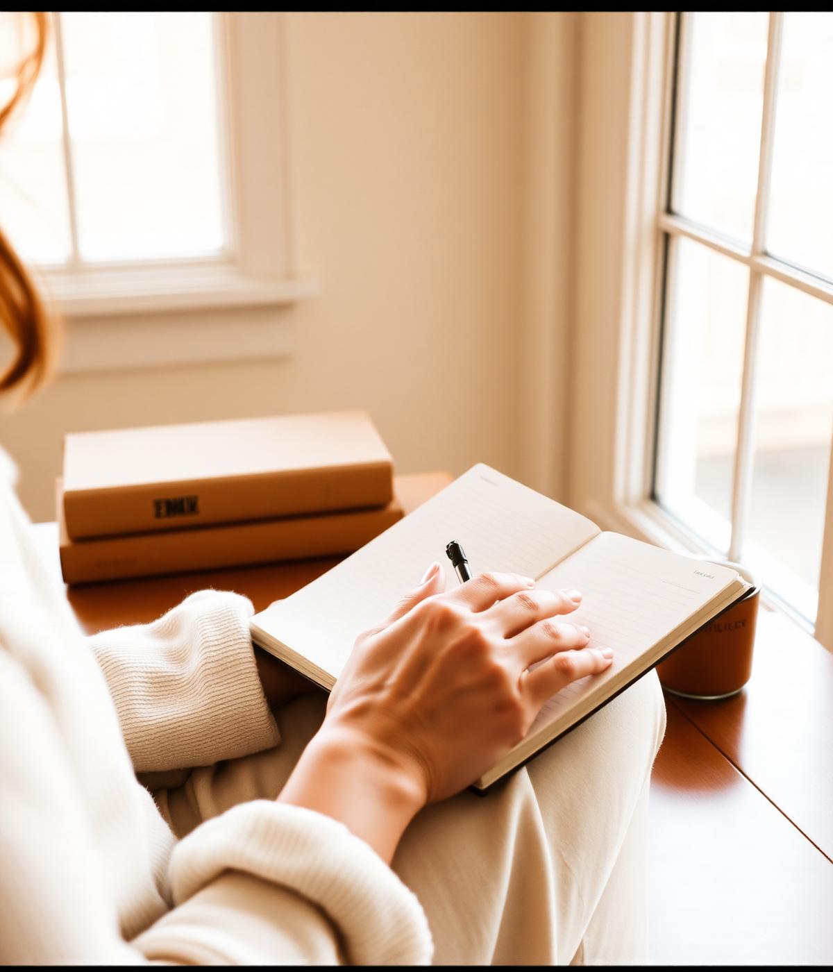 Journaling in warm morning light